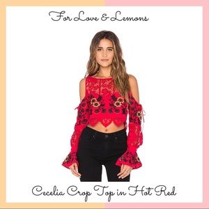For Love & Lemons Cecelia Crop Top in Hot Red